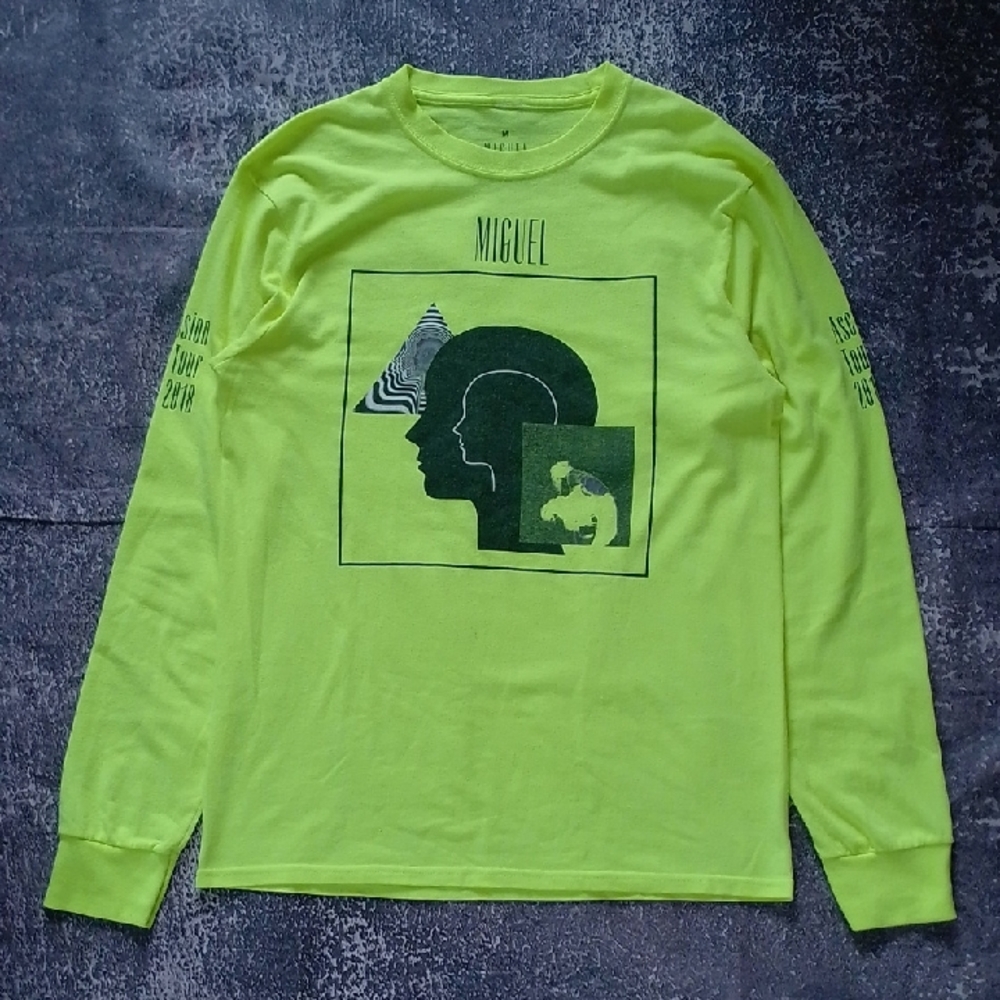 MIGUEL x Schedule 2018 ASCENSION TOUR Neon Green Graphic Long Sleeve Shirt
